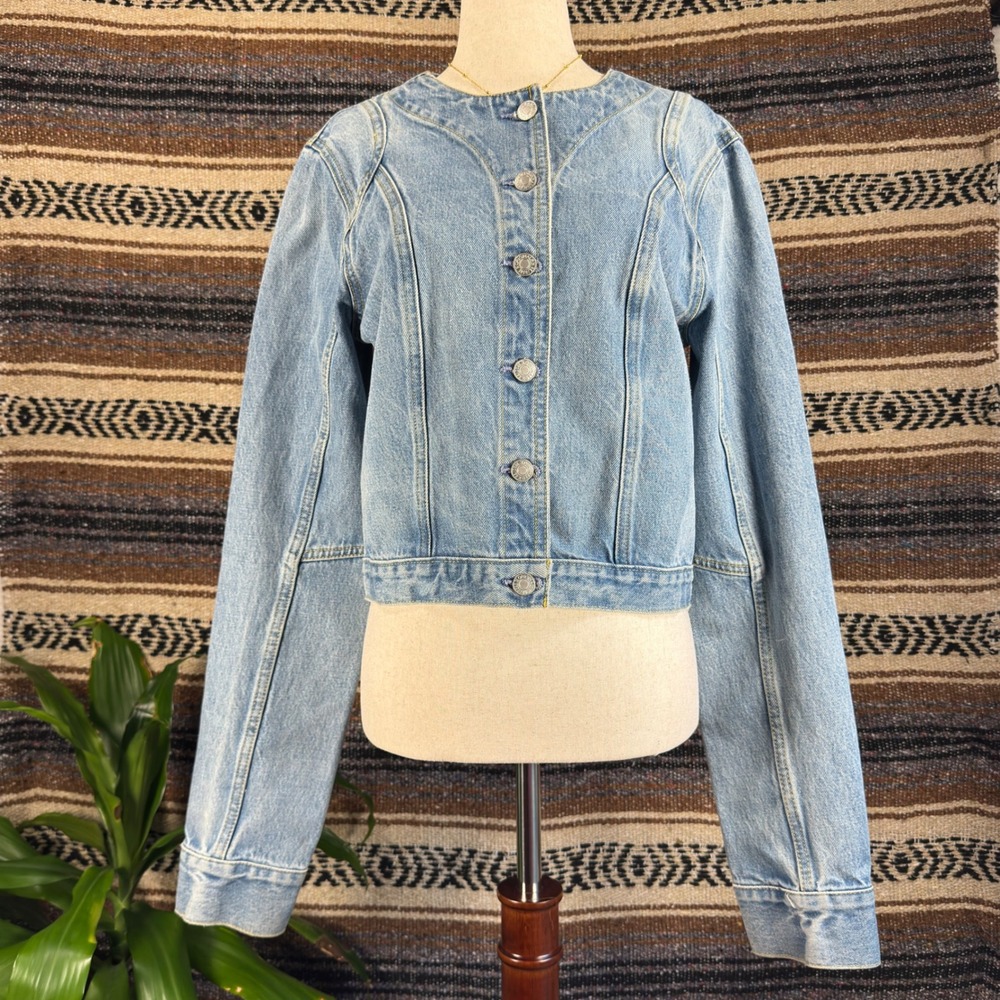 RE/DONE 70s Collarless Trucker Jacket Mojave Light Wash Denim 141-18WTLSMJT